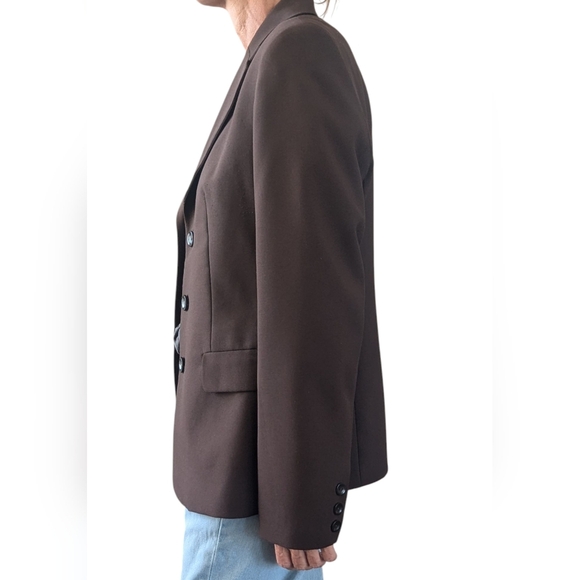 Sisley Italy Brown Blazer Women’s 42 Tailored 3 Button Classic Work Jacket - Picture 3 of 9